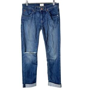 Hudson Bacara Straight Leg Flood Cuff Cropped Jeans Size 28